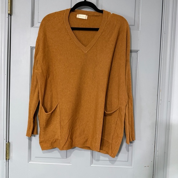 Altar'd State Sweaters - Altar'd State V-Neck Sweater in Rich Tan/burnt Orange-ish